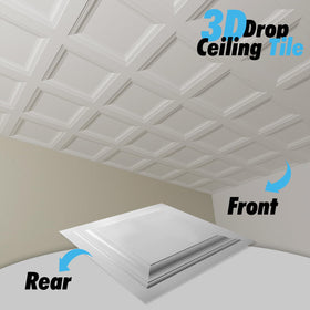 Art3d 3D-designed white tile adds stylish ceiling texture for renovations.