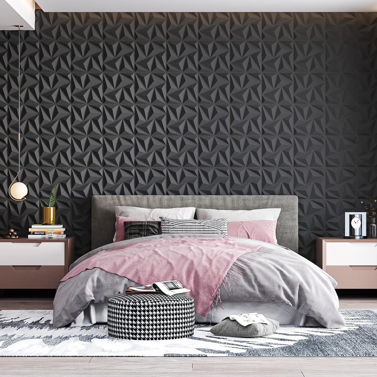 Art3d 3D wall panels edge corner fit showing precise layout around corners