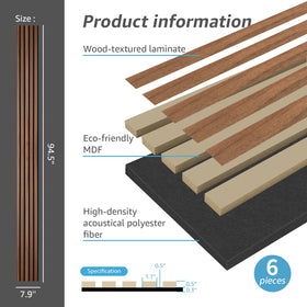 Art3d 6-pack wood slat panels shows versatile decorative and acoustic-ready solution.