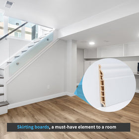 Art3d baseboard paintable surface enables color customization to suit decor.