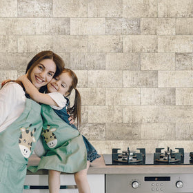 Art3d bathroom wall tile in stone beige provides a clean, timeless look