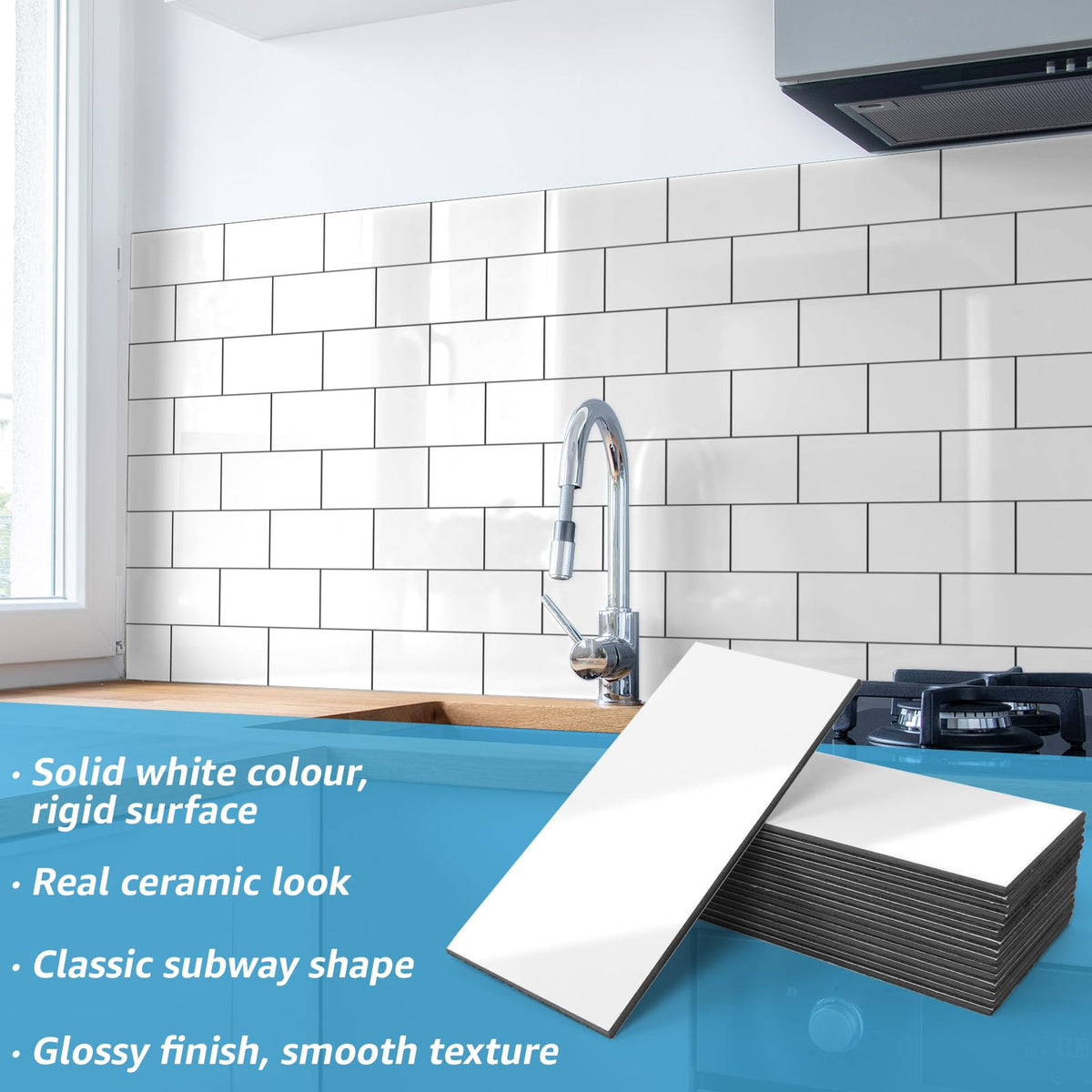 Art3d bathroom wall tiles with a bright reflective finish.