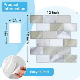 Art3d beige-white tile edges and seams create a seamless look.