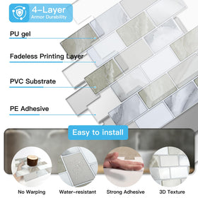Art3d PU gel top and PET bottom detail for healthier interior surfaces.
