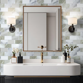 Art3d stove-back splash in beige-white shows a simple kitchen upgrade.