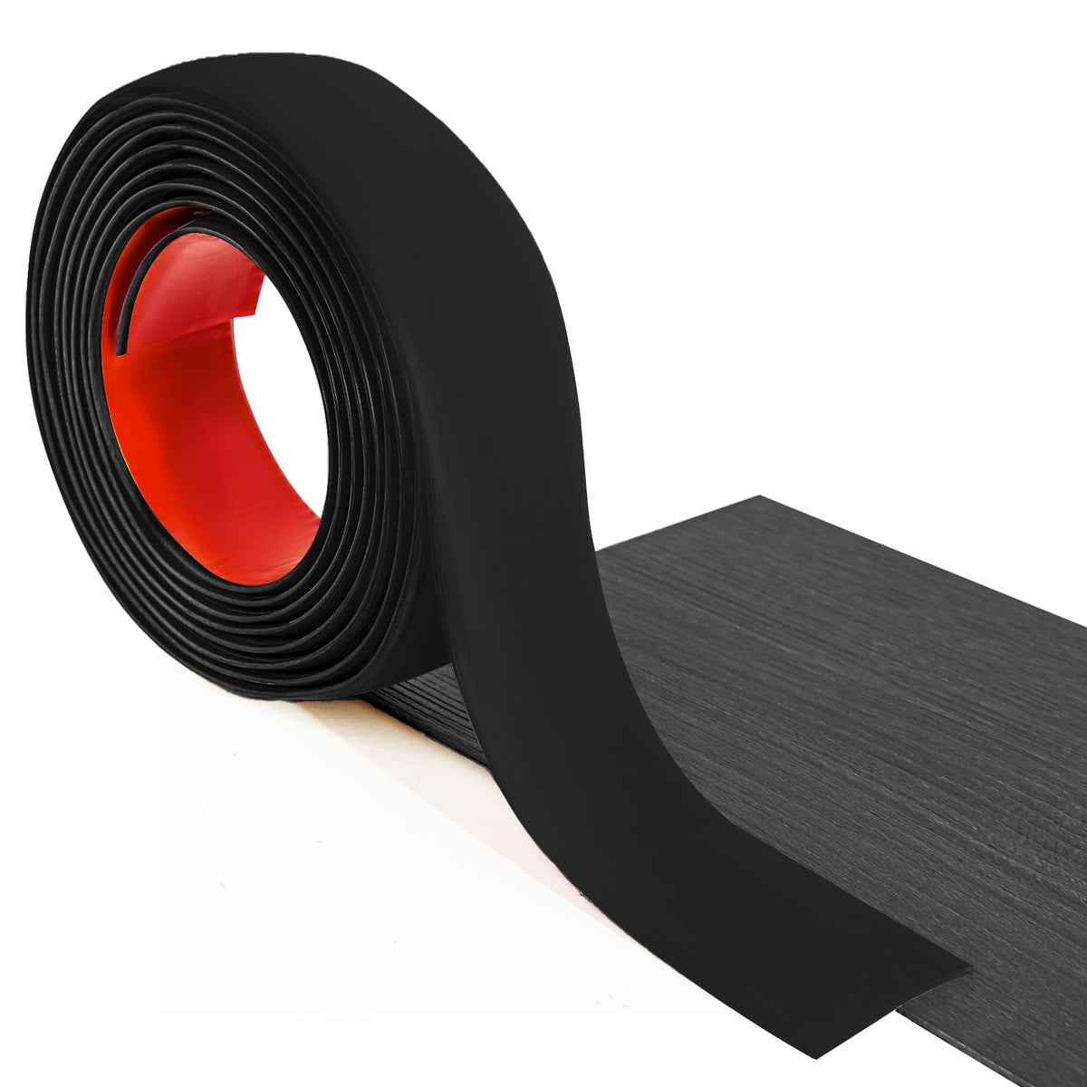 Art3d black vinyl transition strip close up shows sleek edge.