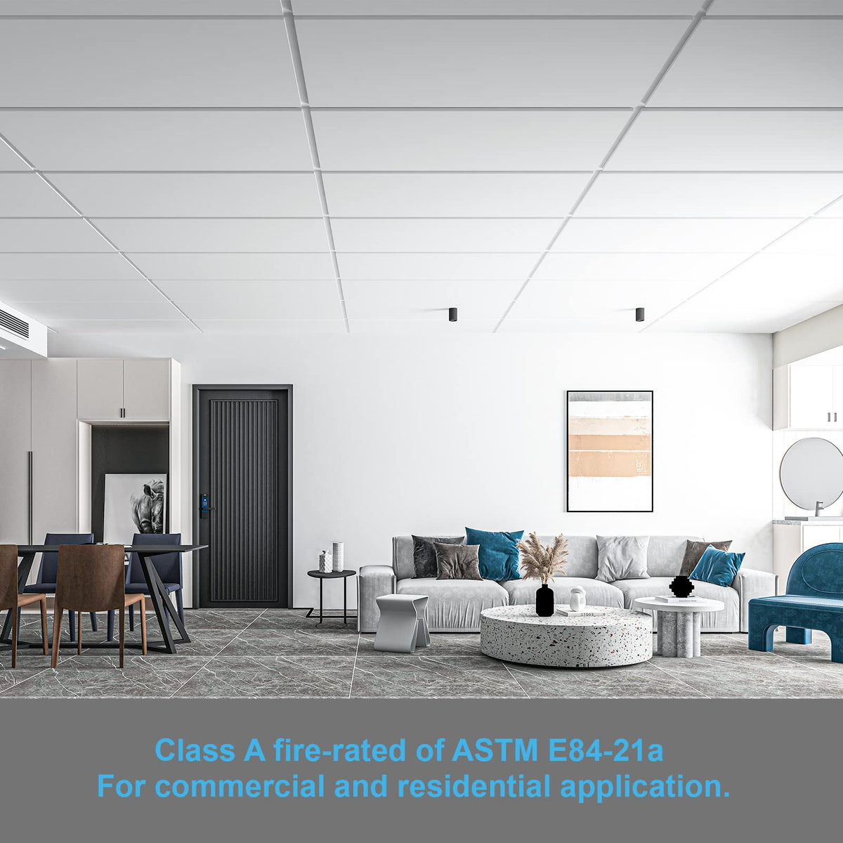 Art3d blank solid ceiling panel fits a range of interior styles