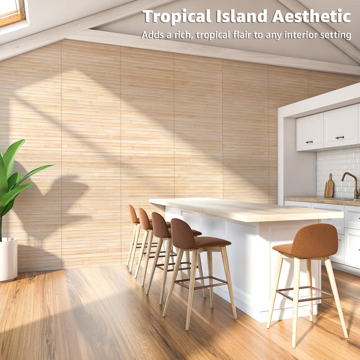 Art3d carbonized bamboo panel close-up showing textured grain and warm tone