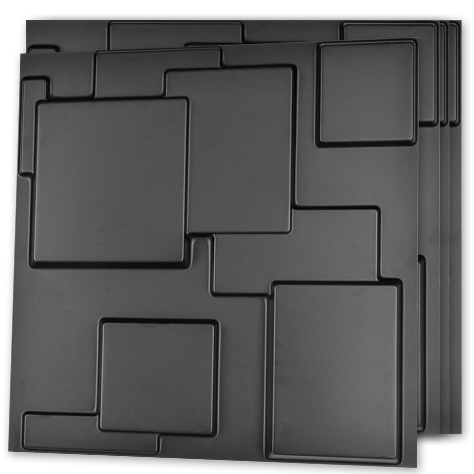 Art3d city wall panel black close-up emboss showing deep texture for chic interiors.