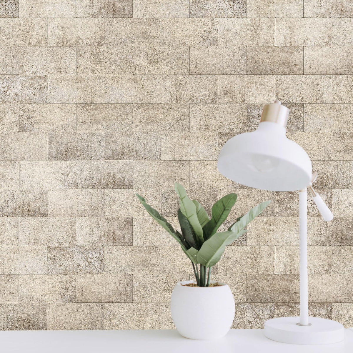 Art3d close-up texture of stone beige tile adds authentic depth