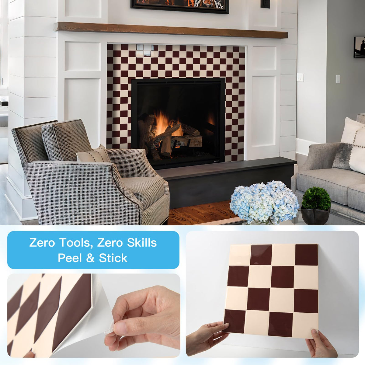 Art3d countertop-friendly backsplash tile suitable for prep surfaces and spills.