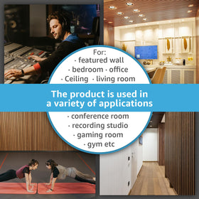 Art3d deep-walnut acoustic panels create a warm backdrop for home offices and living rooms.