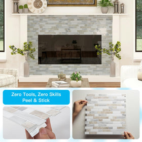 Art3d easy-maintenance backsplash tiles with wipe-clean surfaces.