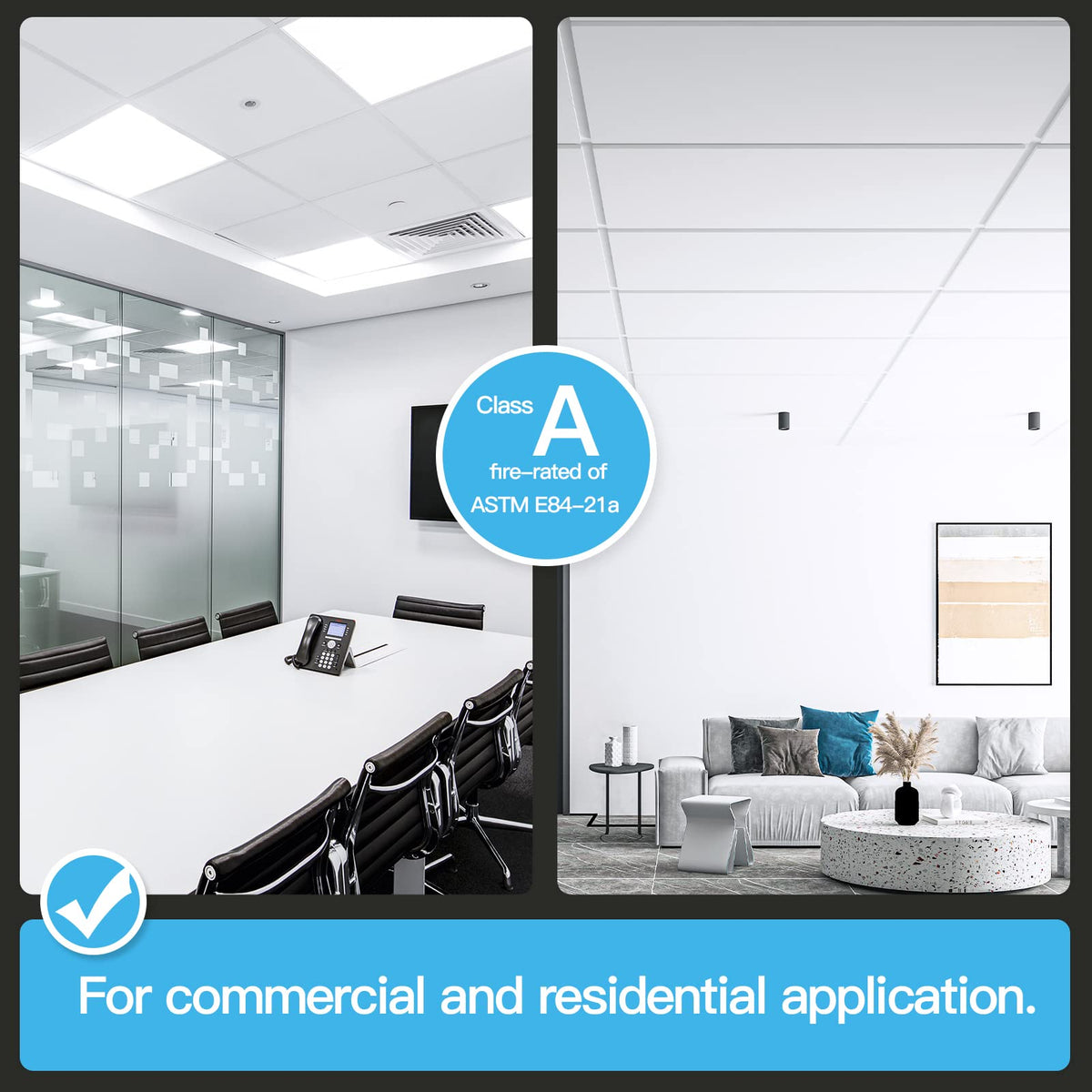 Art3d fire-rated waterproof ceiling tile for durable high-moisture spaces