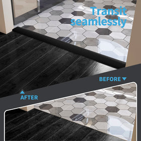 Art3d vinyl floor transition strip installed between tiles and wood.