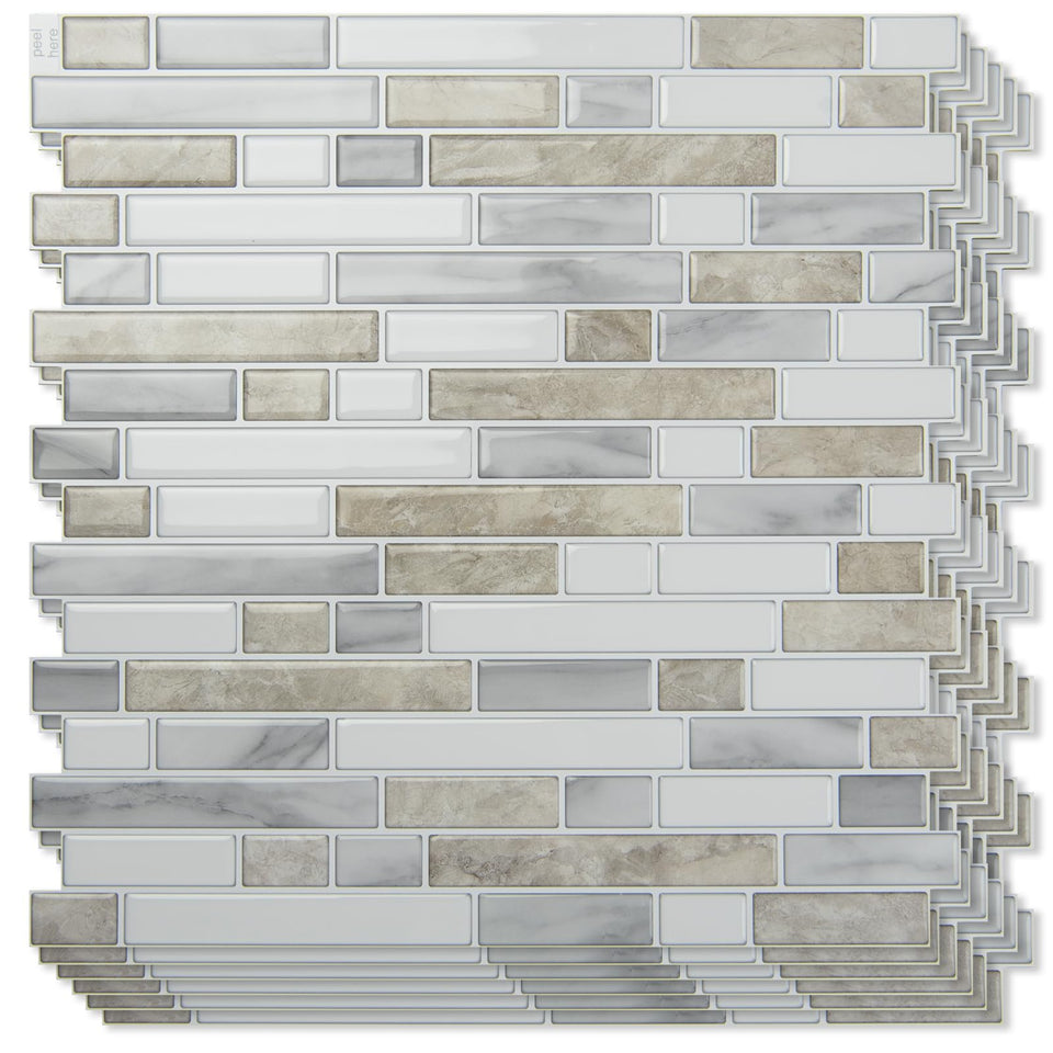 Art3d heavy-duty peel-and-stick backsplash tiles in beige and white for durable kitchen upgrades.