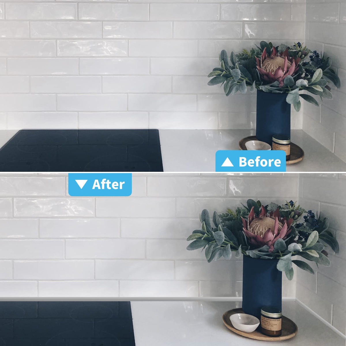 Art3d kitchen backsplash edge strip in white offers quick edging for surfaces.
