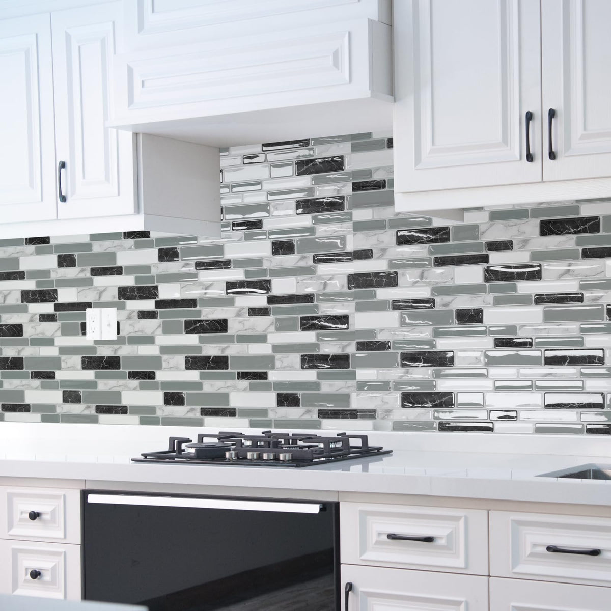 Art3d kitchen island backdrop ideas featuring simple styling without grout.