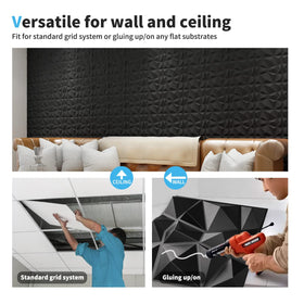 Art3d kitchen-wall backdrop with matte black panels for contemporary style.