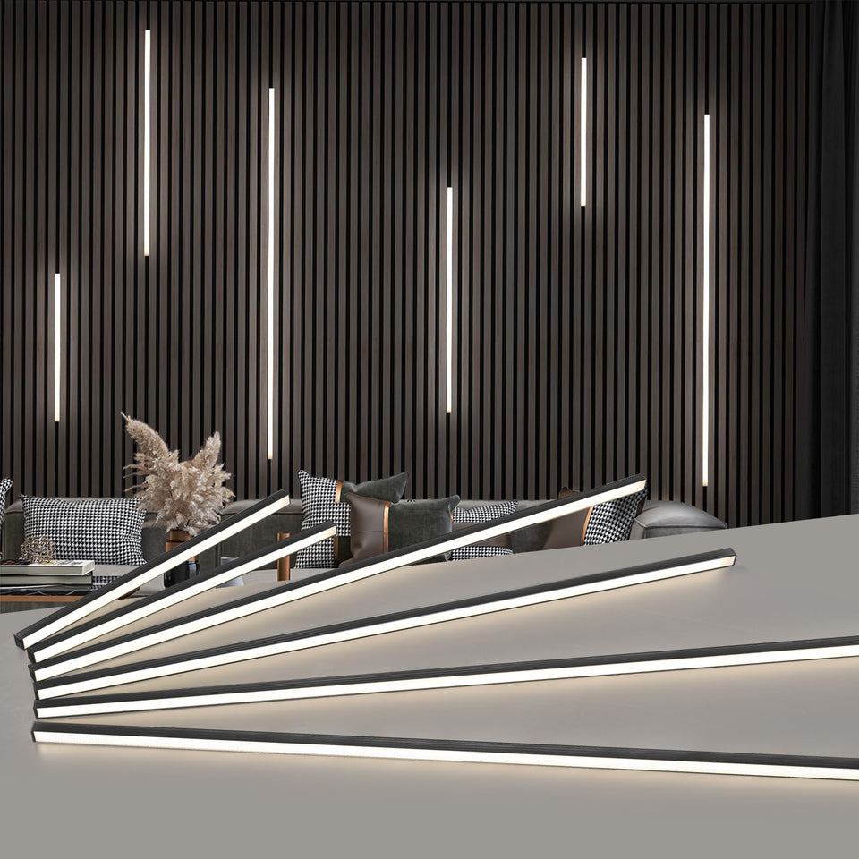 Art3d LED recessed light kit on a 16-inch wood-slat panel adds warm ambience
