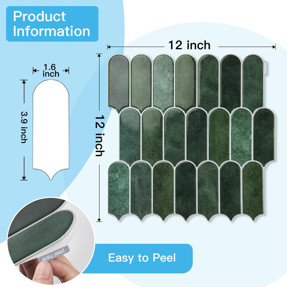 Art3d green tile reflects light for premium kitchen aesthetics.