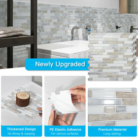 Art3d modern beige and white backsplash elevates any kitchen or bath.