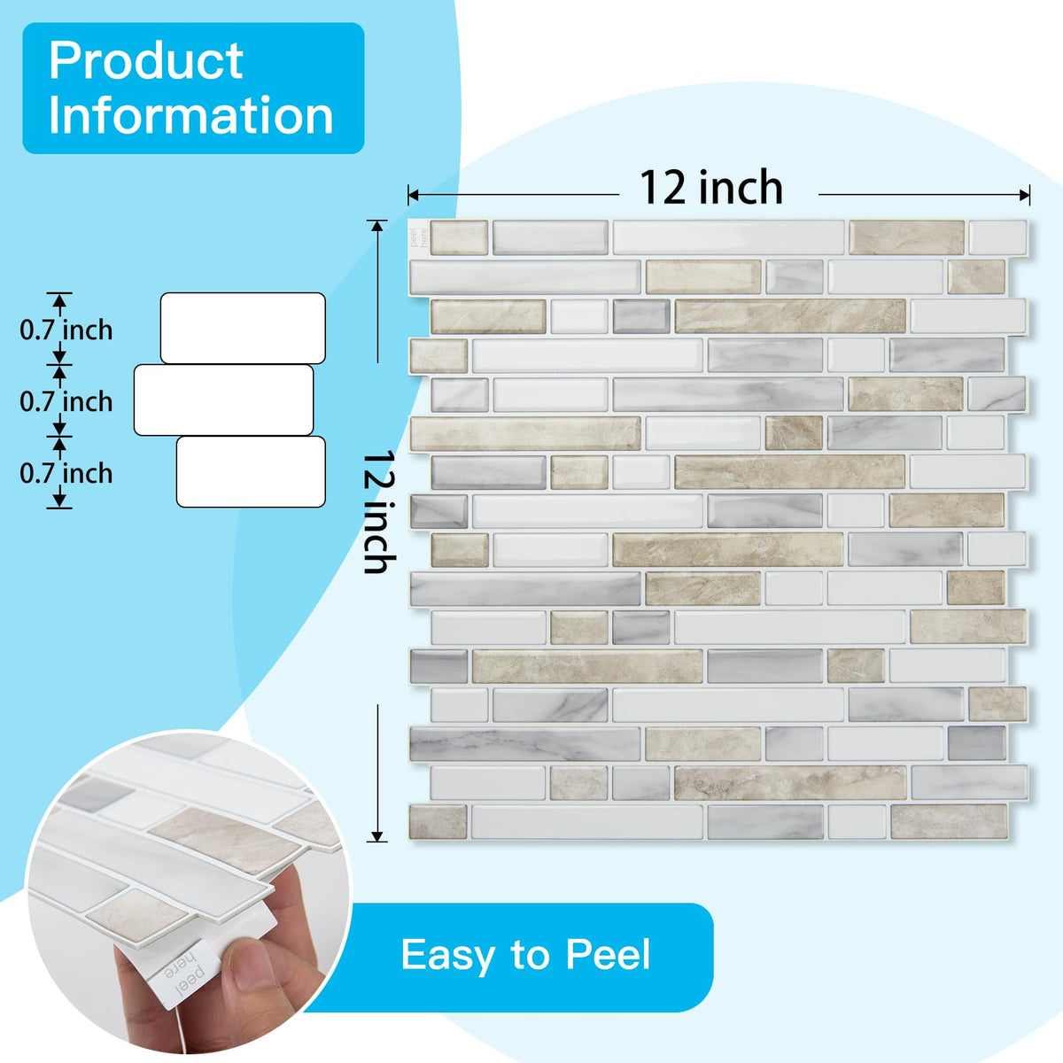 Art3d moisture-resistant tiles suitable for damp spaces like kitchens and bathrooms.