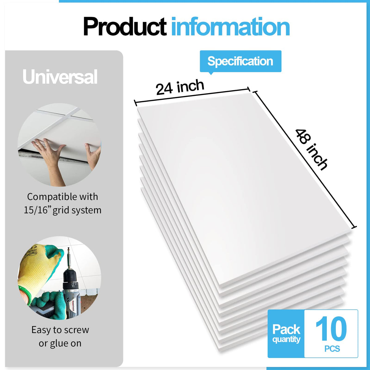Art3d no-sag ceiling tile prevents sagging, rot and breakage over time