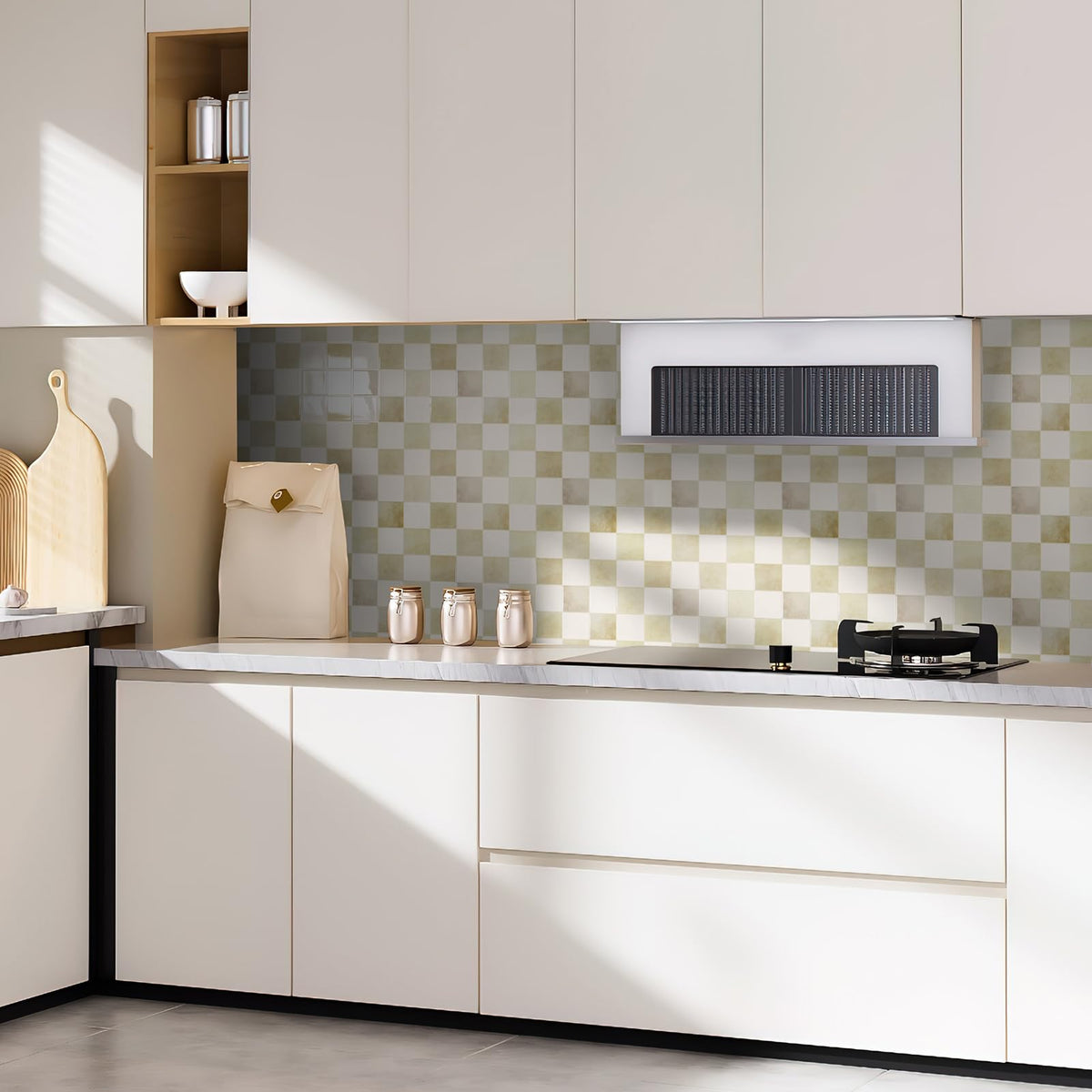 Art3d 12x12 tile with clear peel tab, quick kitchen upgrade.
