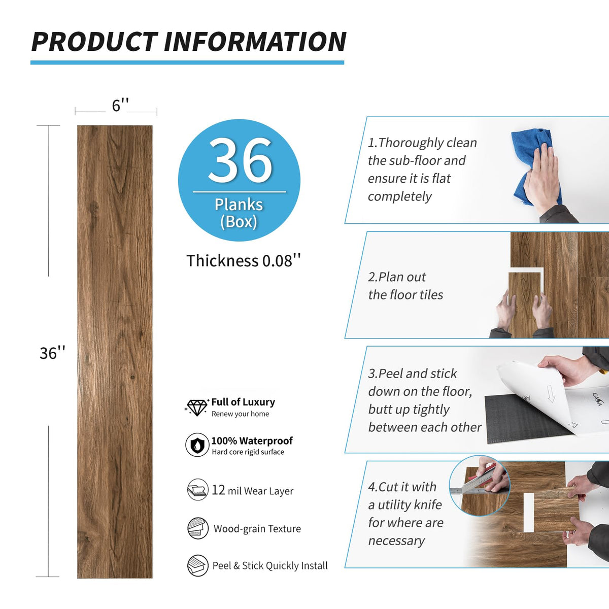 Art3d Rosewood floor tiles resist scratches and wear.