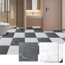 Art3d peel and stick vinyl tile in black and white marble for a quick DIY upgrade.