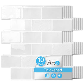 Art3d Peel and Stick Wall Tiles in White Marble for easy 12x12 backsplash updates.