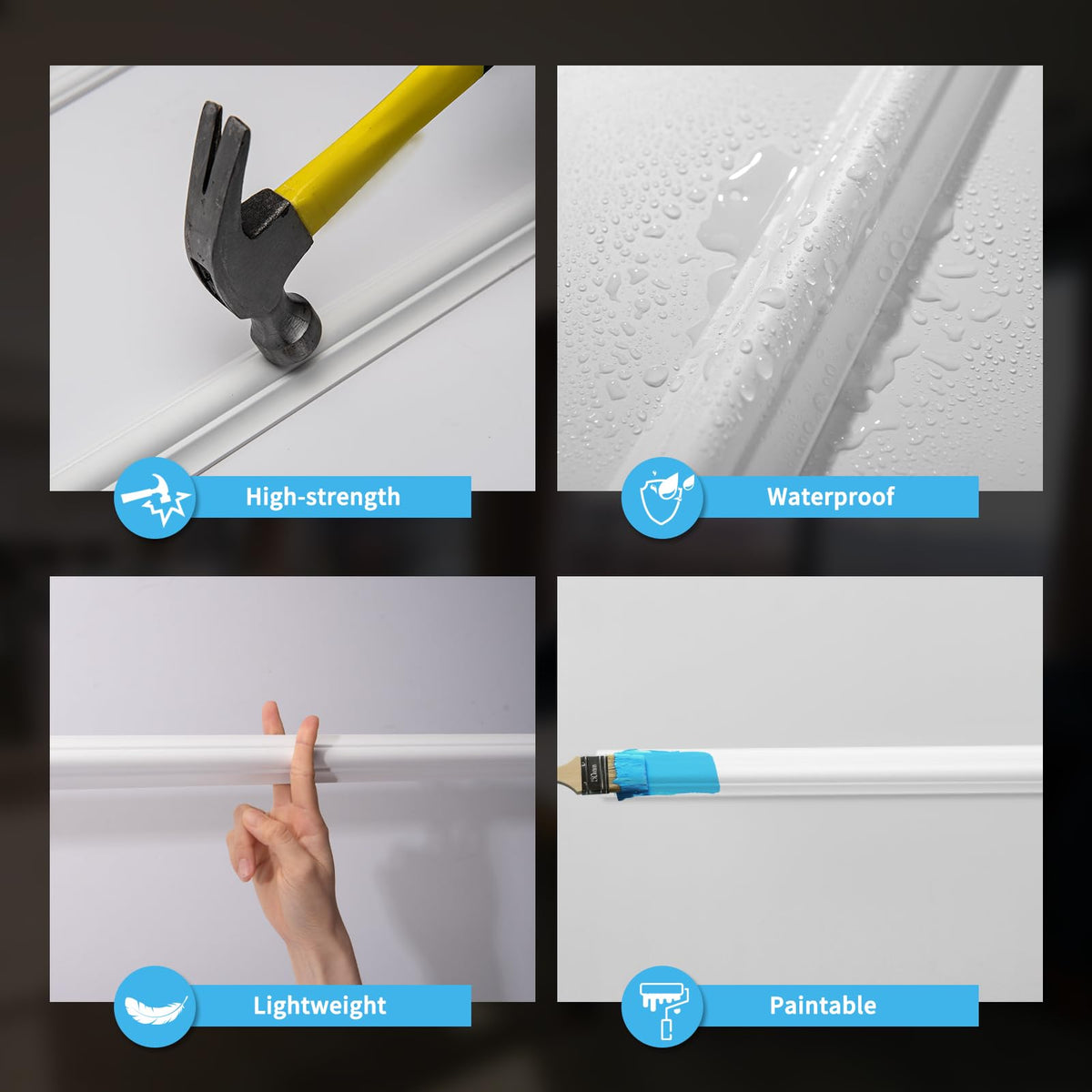 Art3d polystyrene molding close-up shows stiff, paint-ready surface