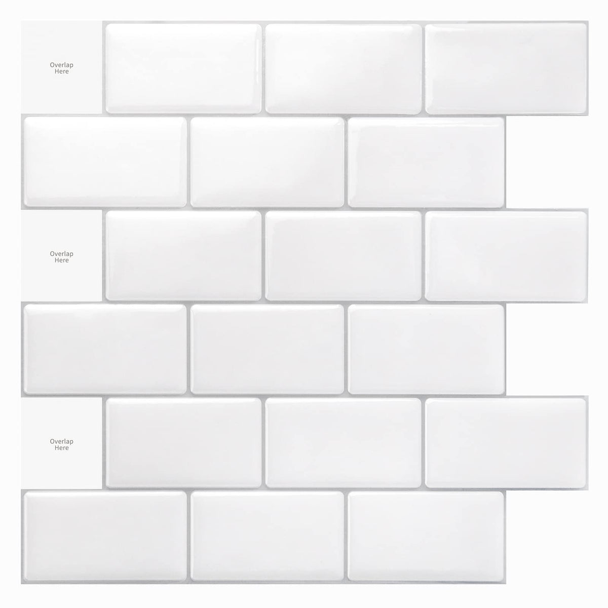Art3d premium 12x12 peel-stick tile in bright white for kitchen backsplashes, easy DIY.