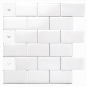Art3d premium 12x12 peel-stick tile in bright white for kitchen backsplashes, easy DIY.