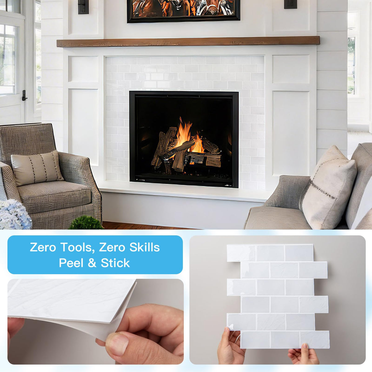 Art3d Premium tiles ten-pack offers a ready-to-use white marble upgrade.