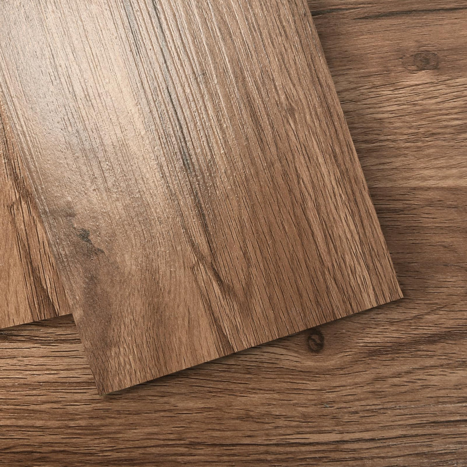 Art3d Rosewood wood-look tile for easy peel-and-stick flooring.