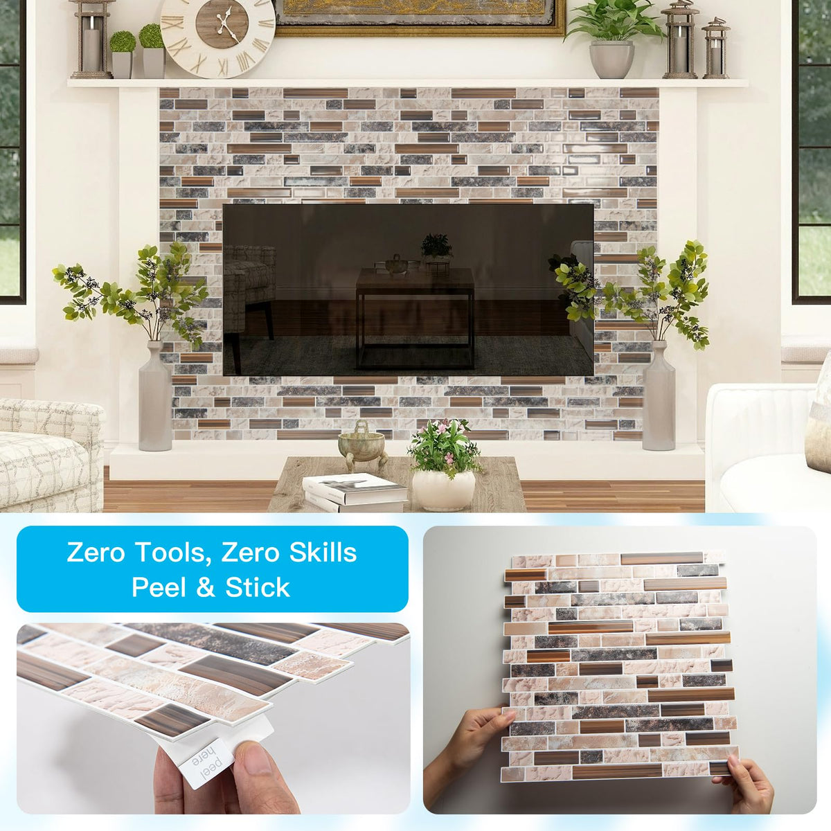 Art3d sandstone seamless backing supports long-lasting wall protection.