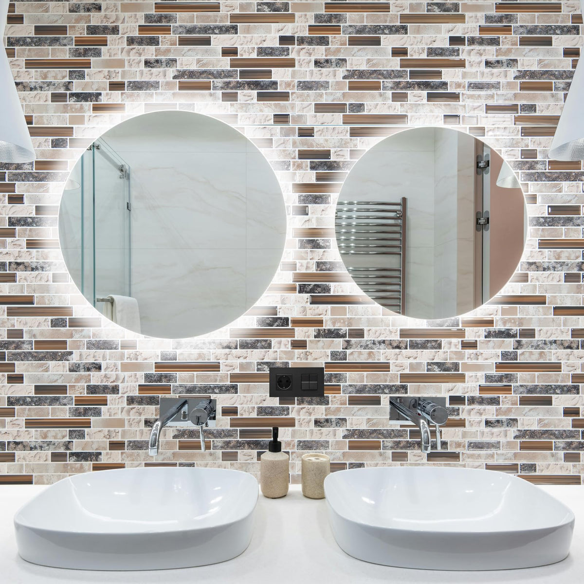 Art3d sandstone tiles installation close-up emphasizes clean alignment.