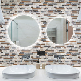Art3d sandstone tiles installation close-up emphasizes clean alignment.