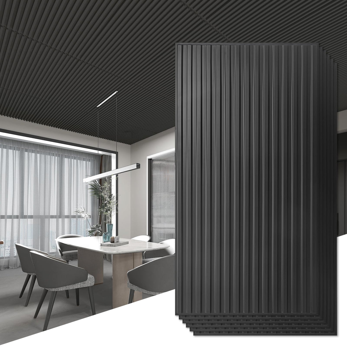 Art3d slats 3D wall panel front view highlights tactile depth and modern style
