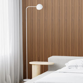 Art3d teak finish slat panels add stylish, contemporary design.
