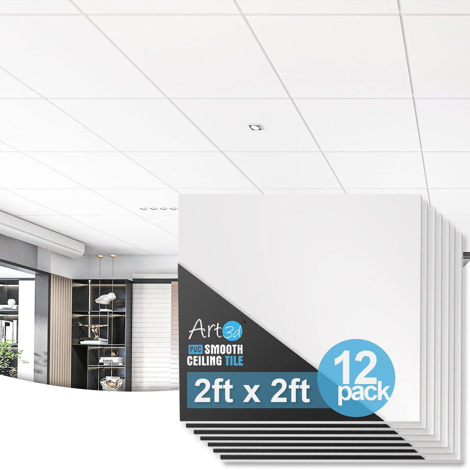 Art3d smooth drop ceiling tile 2x2 white for durable, low-sag ceilings in offices