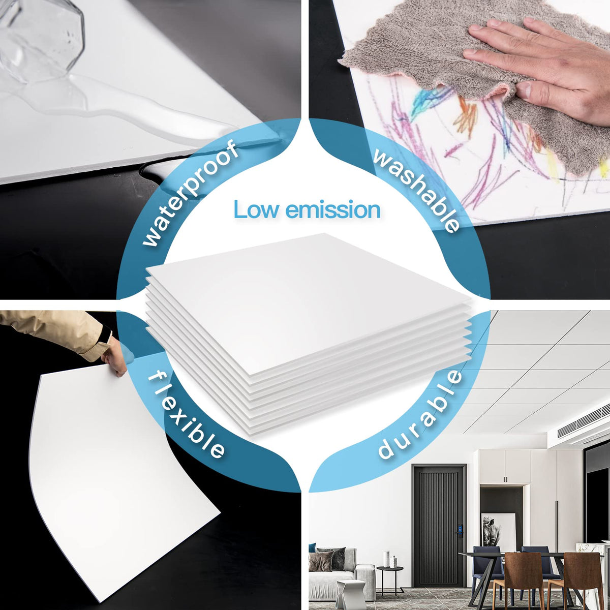 Art3d smooth drop tile showing clean white surface for modern interiors