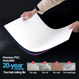 Art3d white 2x2 ceiling tile suitable for basements and kitchens