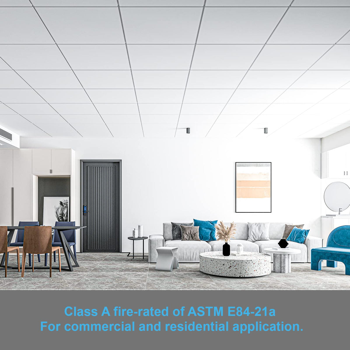 Art3d fire-rated tile ensuring safety with a sleek appearance