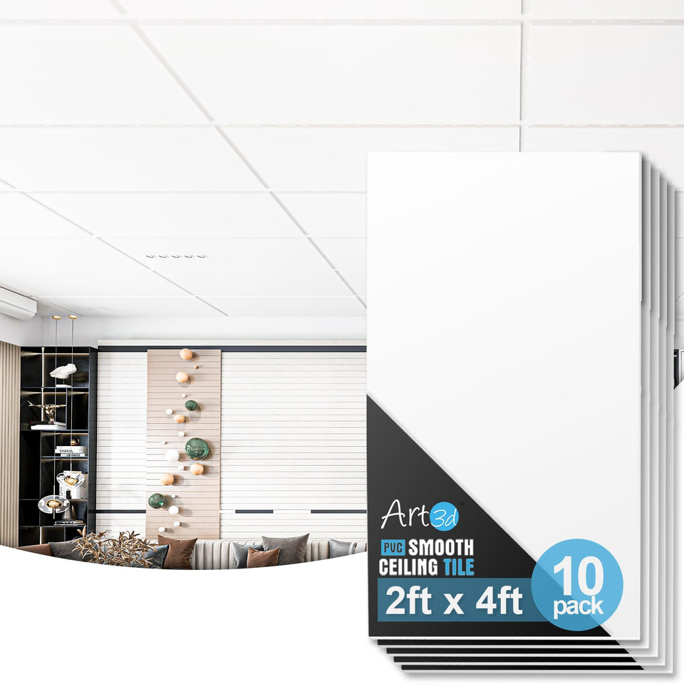 Art3d smooth drop ceiling tile 2x4 white panel for a sleek modern ceiling upgrade
