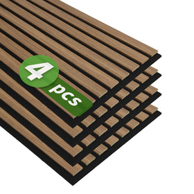 Art3d soundproof wood slat panel in deep walnut for quiet, stylish walls.
