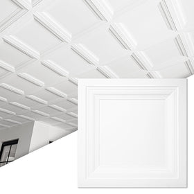 Art3d square drop ceiling tile in white for quick grid installation.