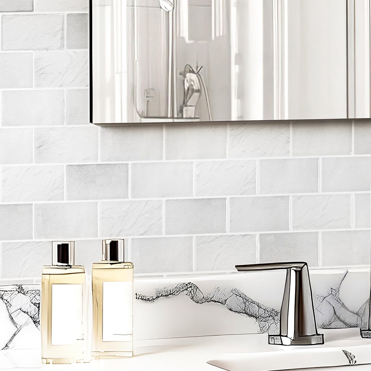 Art3d Strong adhesive tile backs surfaces firmly on smooth or lightly textured walls.